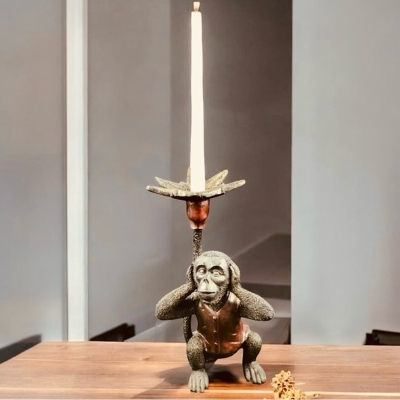 Vintage - 12" Tall - Wooden/ Resin Chimpanzee Figurine - Picture 3 of 12